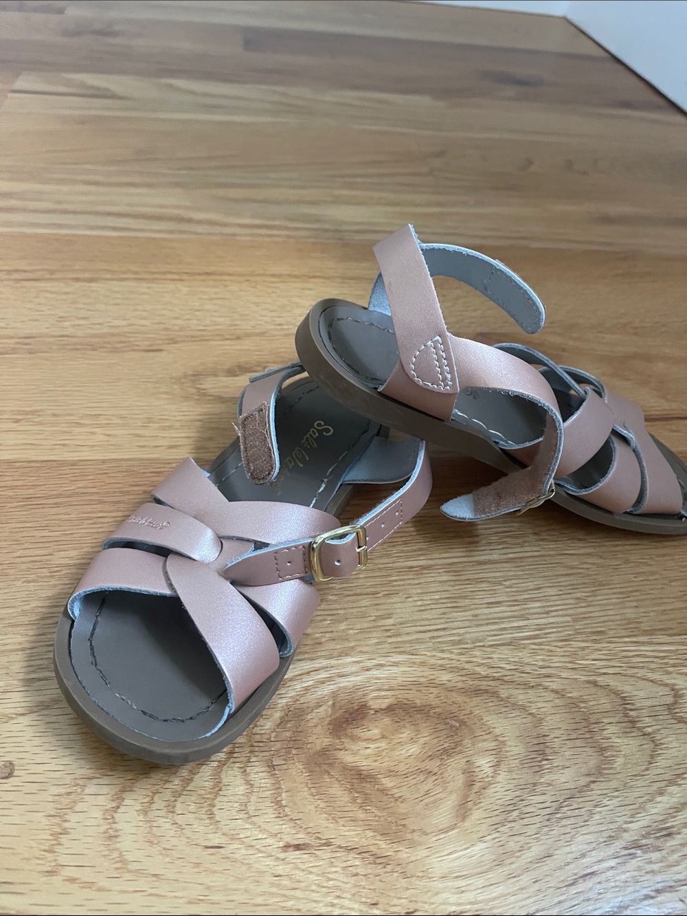Salt Water Sandals by Hoy Blush Pink Cross-Strap Buckle Kids Sandals